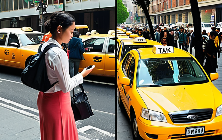 **Image:** A split screen showing a bustling traditional taxi stand on one side, and a person easily ordering a Grab ride on their smartphone on the other. The contrast should be striking, highlighting convenience vs. outdated methods.
* **Prompt:** "Contrast: busy, old-fashioned taxi queue vs. seamless Grab ride app ordering. Shows paradigm shift."
