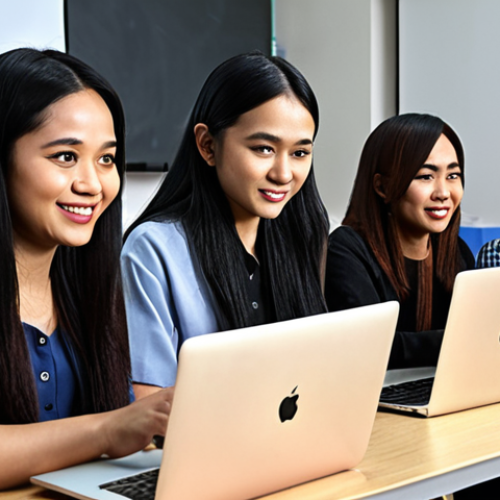 Home 18 **
"A diverse group of Malaysians attending a digital skills training workshop, focused on using laptops and learning about AI. Modern classroom setting, positive and encouraging atmosphere, showcasing MDEC logo subtly."
**