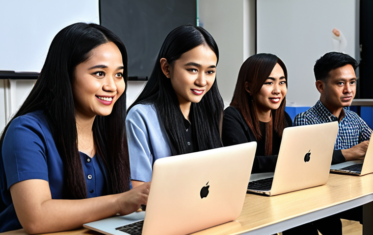 **
"A diverse group of Malaysians attending a digital skills training workshop, focused on using laptops and learning about AI. Modern classroom setting, positive and encouraging atmosphere, showcasing MDEC logo subtly."
**